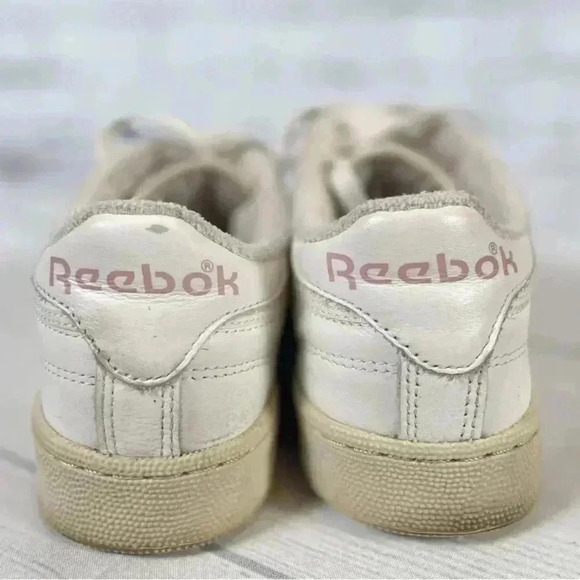 MENS 6.5 Woman’s 8 REEBOK CLUB C 85 'CHALK PAPERWHITE' PINK LEATHER LOW - Picture 10 of 15